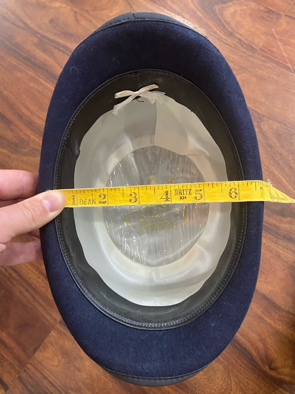 Vintage Classic BOWLER Derby Hat Top Cap Navy Genuine Beaver Fur 3X - Picture 7 of 7